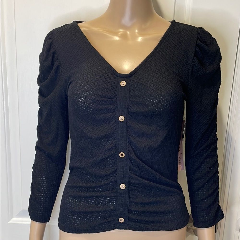 Crave Fame Black Button-Up Top